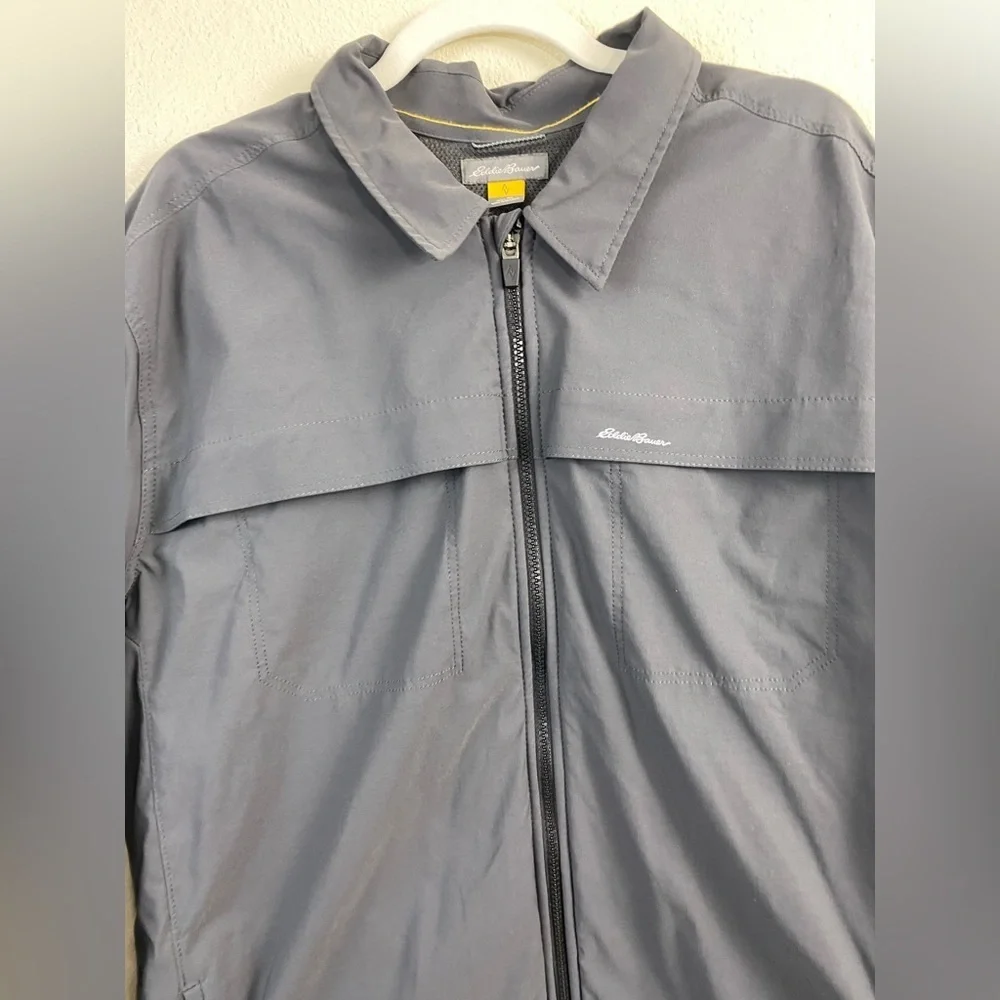 Eddie Bauer Travex Gray Nylon Spandex Outdoor hiking Fleece Lined Jacket Mens XL